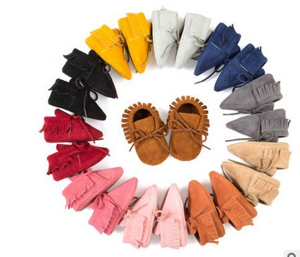 Polychromatic sanding soft bottom tassel shoe baby shoes