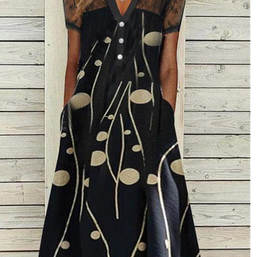 Printed Lace Off Shoulder Long Dress