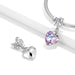 Purple Light Heart-shaped Crystal Pendant Sterling Silver 925 Bowknot Female Necklace Bracelet Diy Accessories