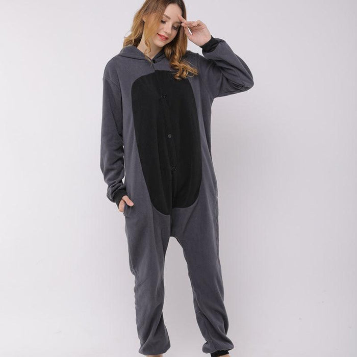 Raccoon cartoon animal one-piece pajamas polar fleece material