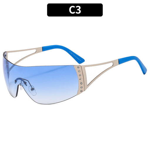 Retro Futuristic One-piece Diamond Sunglasses