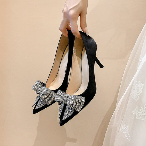 Rhinestone High Heel Shoes Women's Stiletto French Style