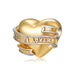Ribbon Heart Beads 925 Sterling Silver Gold Plated Beads Women's Bracelet Necklace Diy Accessories