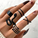 Ring Opening Black Joint Ring Set 5 Piece Set Snake Dark System Ring Interfinger