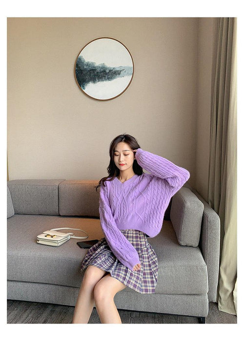 Ripped Knitted Sweater Lazy Style Retro