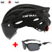 Road mountain bike riding helmet with lens and brim taillight