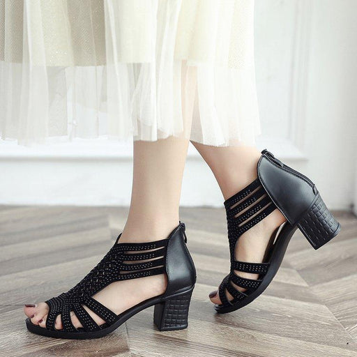 Roman block heel non-slip mother shoes