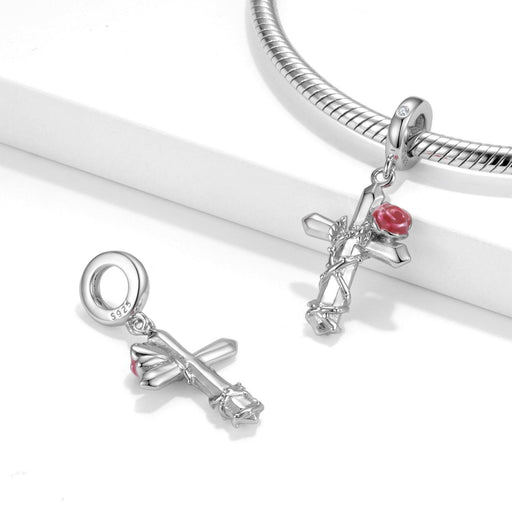 Rose Vine Man Cross 925 Sterling Silver Pendant Bracelet Bracelet Pendant DIY Accessories Pendant