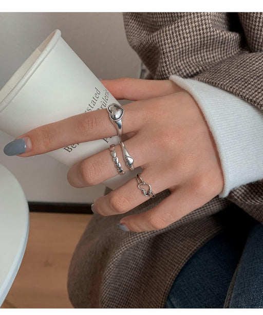 S925 Silver Love Hollow Out Ring