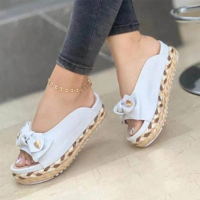 Sandals And Slippers Women's Thick Soled Casual Roman Ladies Bow Slippers