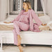 Satin Pink Simple Pajamas Suit Women Night Gown Pajamas Simulation Silk Home Service