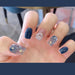 Sea Blue Smudged Fake Nail Stickers Wear Nails