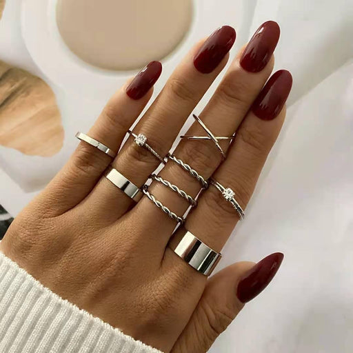 Set Woven Joint Ring Twisted 9Pieces