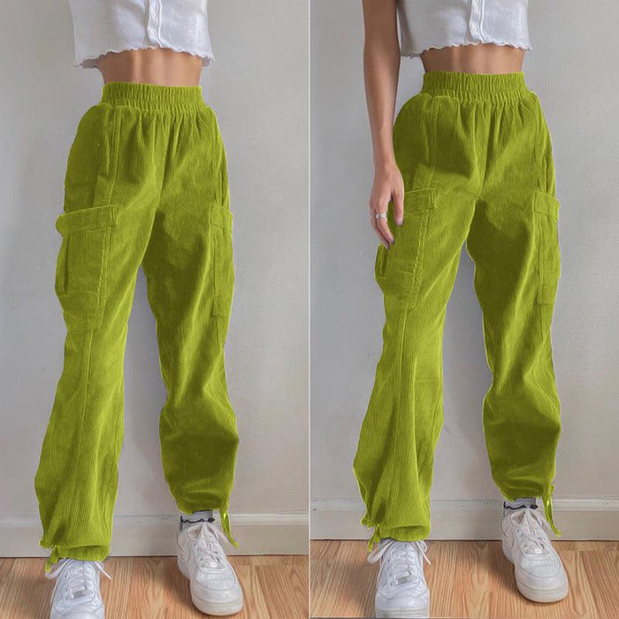 Sexy Women's Corduroy Pocket Drawstring Trousers