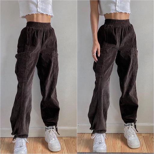 Sexy Women's Corduroy Pocket Drawstring Trousers