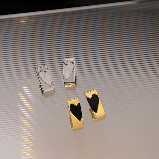 Silver Needle Geometric Square Love Earrings