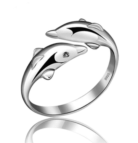Silver Ring in 925 Sterling Silver Tail Ring Female Ring Dolphin Ring