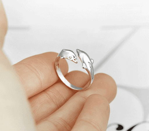 Silver Ring in 925 Sterling Silver Tail Ring Female Ring Dolphin Ring