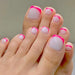 Simple French Rose Red Foot Removable Fake Nails