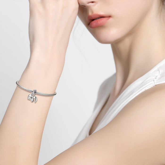 Simple White Love Beads Love Lock Series 925 Sterling Silver Pendant Bracelet DIY Accessories