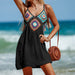 Sleeveless Dress Bohemia Stitching Colorful Pattern V-neck Hollow Beach Dress
