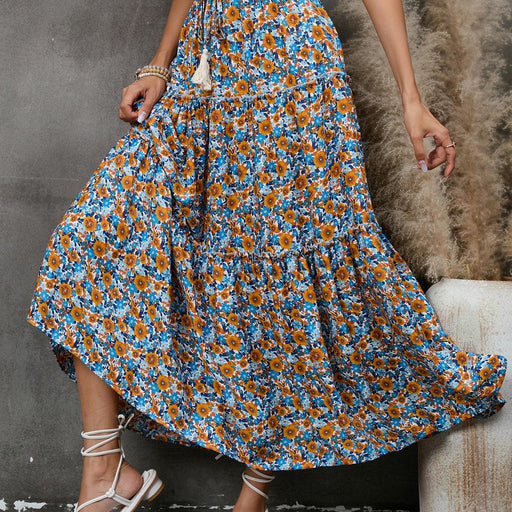 Spring And Summer New Cotton Floral Wood Ear Edge Bohemian Beach Resort Style Half-body Skirt