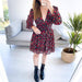 Spring And Summer Red Small Floral Women's Dress