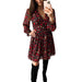 Spring And Summer Red Small Floral Women's Dress