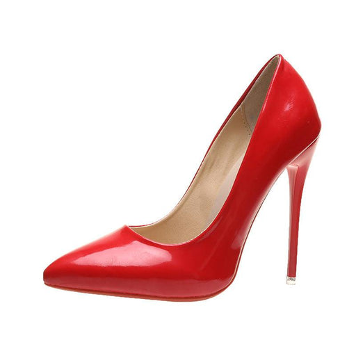 Spring Stiletto Pumps Patent Leather Pointed Toe