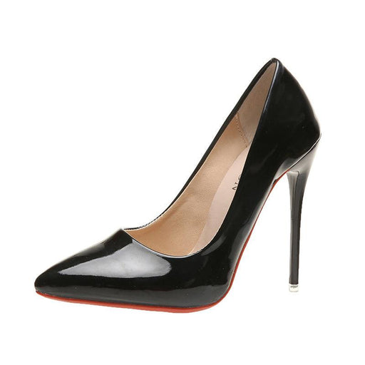 Spring Stiletto Pumps Patent Leather Pointed Toe