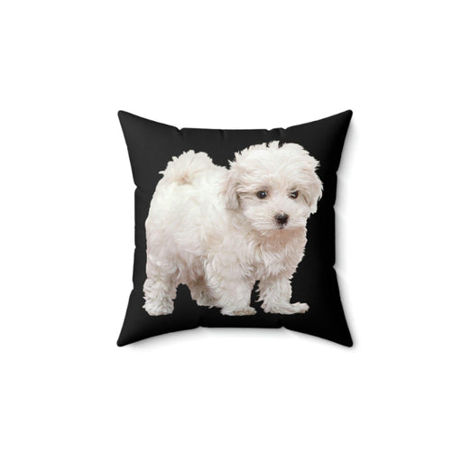 Spun Polyester Square Pillow Happy Dog With Black Background - FORHERA DESIGN