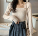 Square-neck Bottoming Shirt Women's Pure Desire Chic French Knitted Top Design Niche