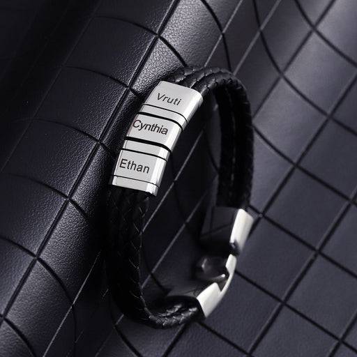 Stainless Steel Leather Woven Bracelet