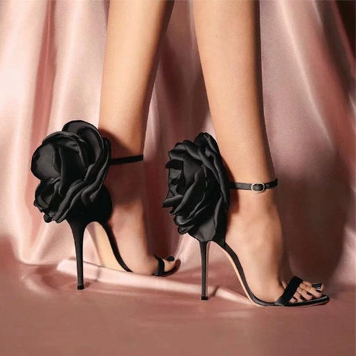 Stiletto High-heeled Large Flower Satin Women's Shoes