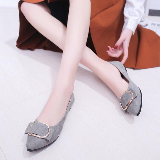 Suede Buckle Decoration Slip-on Shoes