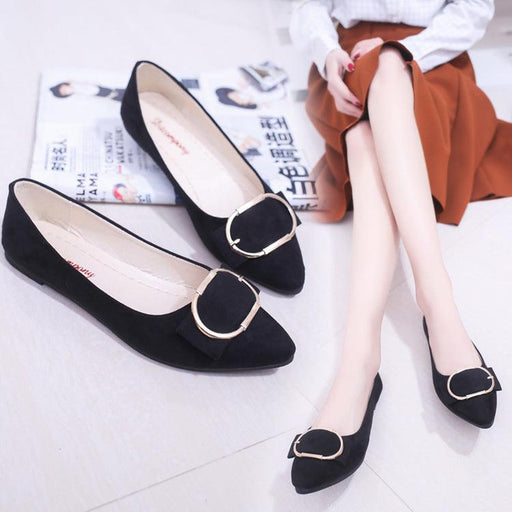 Suede Buckle Decoration Slip-on Shoes