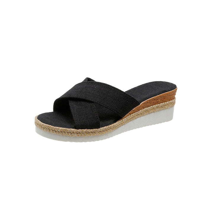 Summer Shoes Women Hemp Wedge Sandals Platform Slippers