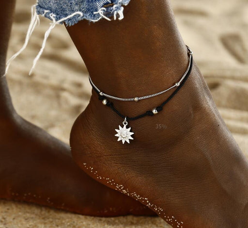 Sun Pendant Anklets Women New Stone Beads Shell Anklet