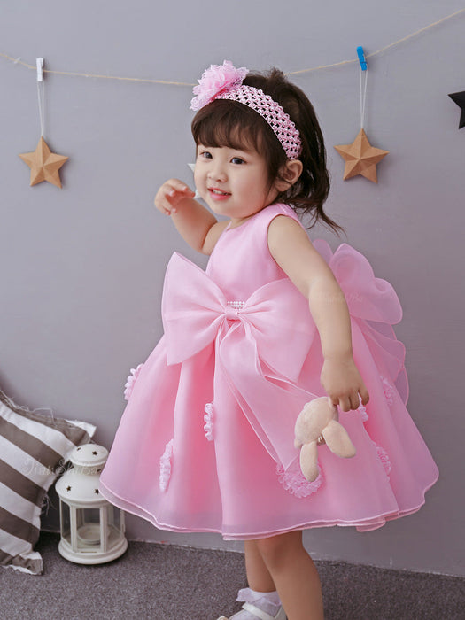 The Spring And Summer - Infant Baby Child Princess Dress Girls Dress Pink Flower Girl Dress Skirt
