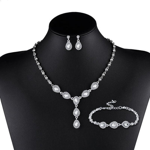 The bride jewelry jewelry suite Earrings photography evening party and two sets of nkn50 Zircon Earrings Necklace