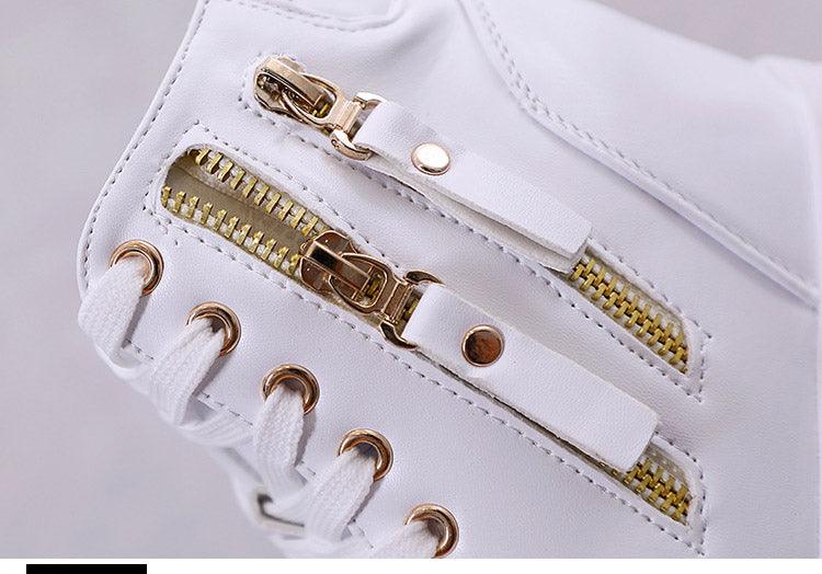 Thick-soled High-top Women's Shoes 2023 Spring And Autumn Lace-up White Shoes Casual Women's Shoes