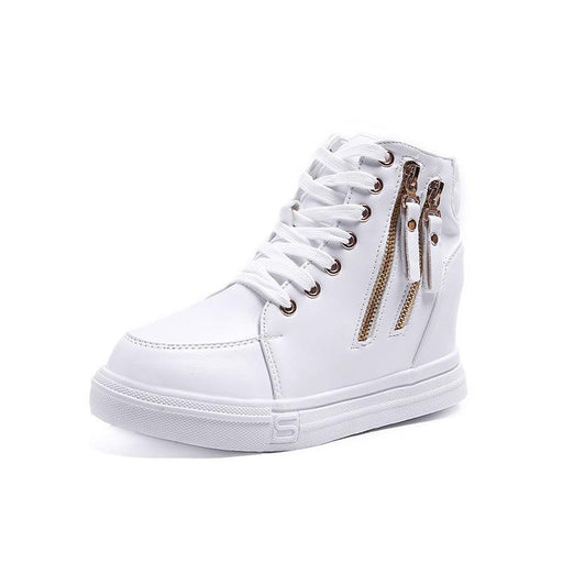 Thick-soled High-top Women's Shoes Spring And Autumn Lace-up White Shoes Casual Women's Shoes