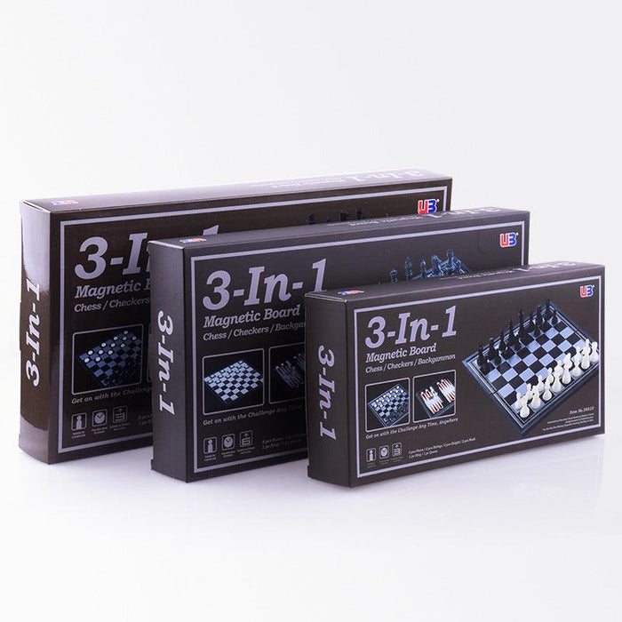 Three In One Magnetic Chess Checkers Backgammon