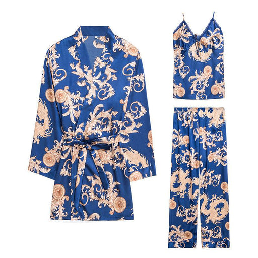 Three-piece silk pajamas for women