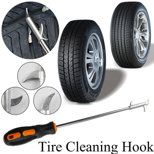 Tire clear stone hook