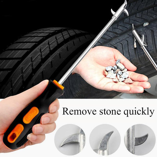 Tire clear stone hook