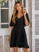 V Neck Solid Color Waistband Ruffle Dress