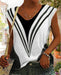 V-neck Casual Loose Striped Printed Short Sleeve T-shirt