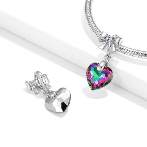 Volcanic Heart Shaped Crystal Pendant Sterling Silver 925 Bow Knot Female Necklace Bracelet Diy Accessories