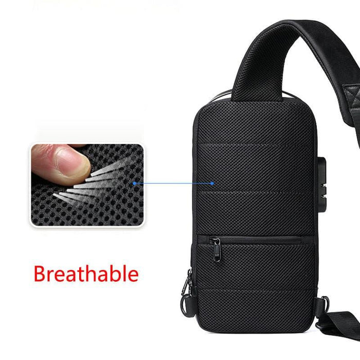 Waterproof USB Anti-theft Bag Men Crossbody Shoulder Bag Sling Multifunction Short Travel Messenger Chest Pack